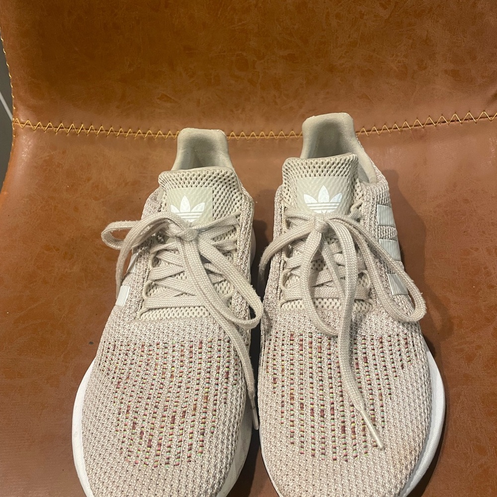adidas Women's Beige Knit Lace-Up Sneakers